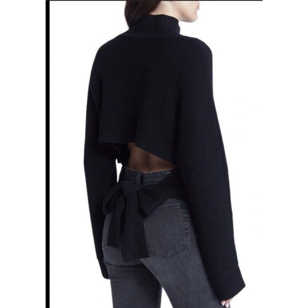 RAILS Raphael Sweater Back Tie Merino Wool Sz XS Coquette Mockneck Boxy …
